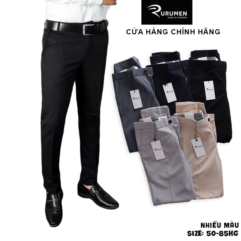 Quần Tây Dài Nam Kaki RURUMEN Chất Vải Khaki Mềm VNXK Đen, Xanh, Xám