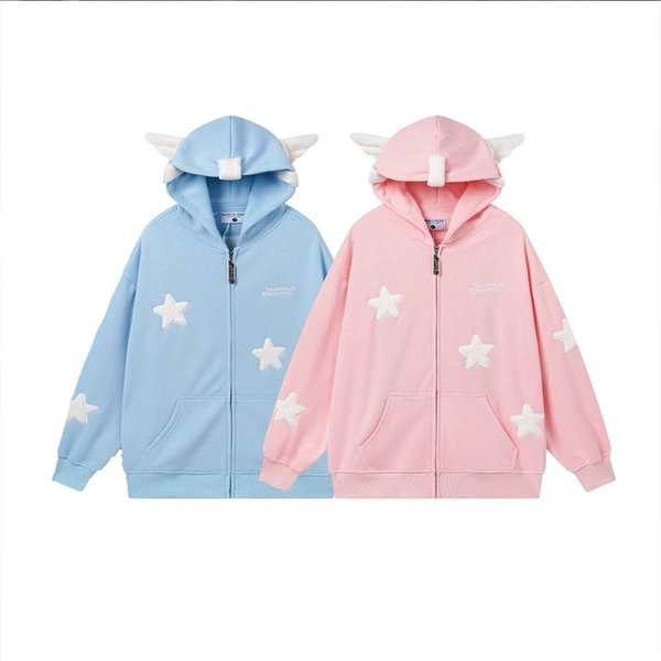 Thời Trang Áo Khoác Hai Lớp Có Nón Hình Đôi Cánh Phong Cách Thu Đông Cho Nữ