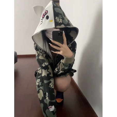 Áo Khoác Hoodie Dáng Rộng In Hình Mèo Thời Trang Cá Tính Cho Cặp Đôi