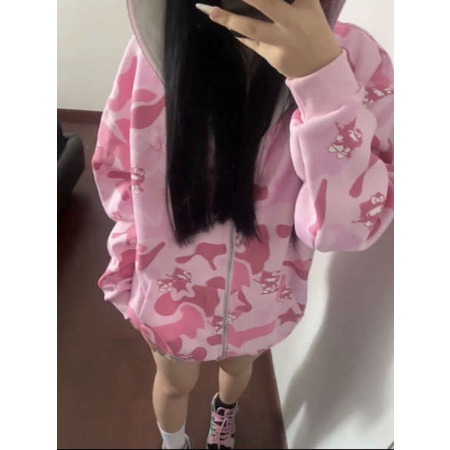 Áo Khoác Hoodie Dáng Rộng In Hình Mèo Thời Trang Cá Tính Cho Cặp Đôi