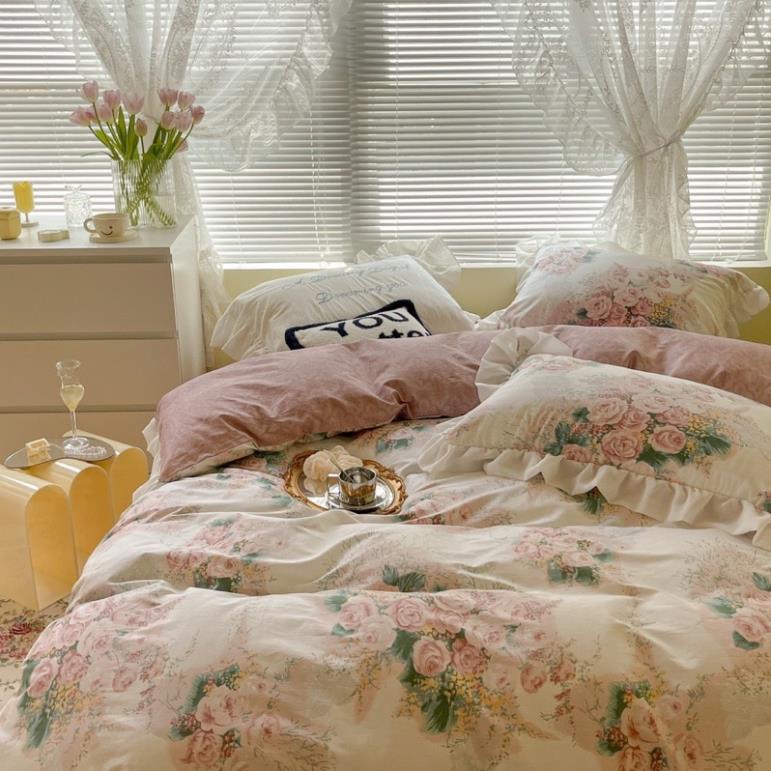 SET GA GỐI COTTON BÈO REN