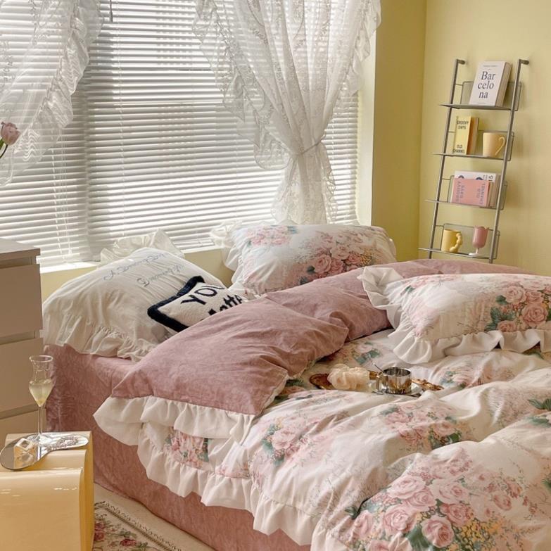 SET GA GỐI COTTON BÈO REN