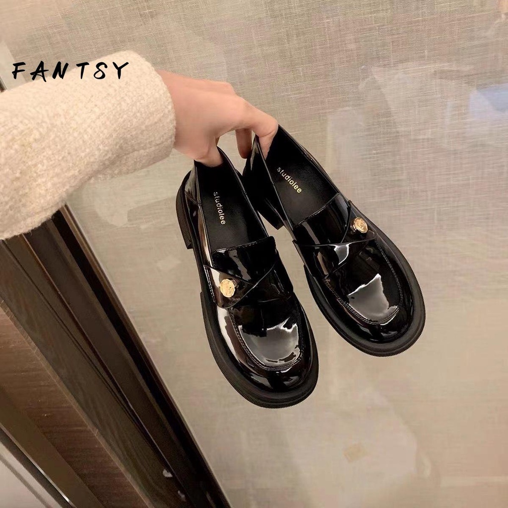 Giày Lười Đế Dày Bằng Da Thời Trang Thu Đông 2023