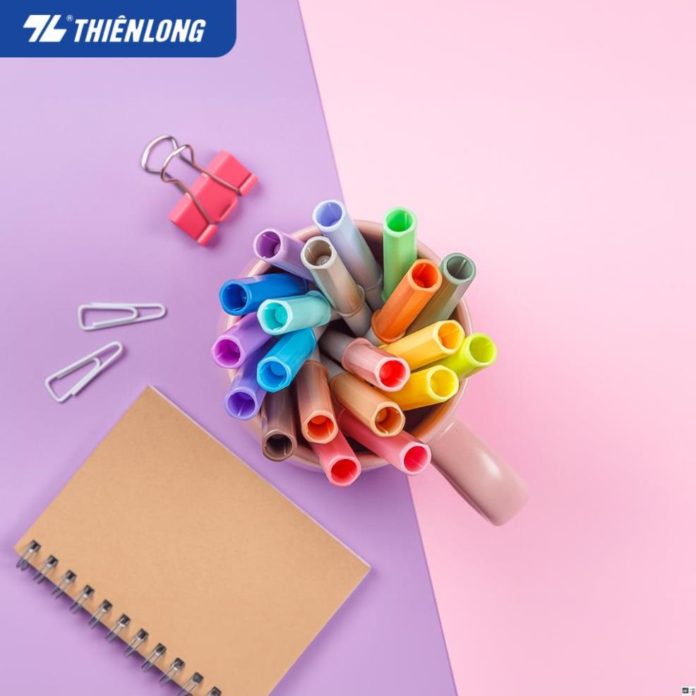 Bút lông màu Fiber Pen 20 màu Pastel Thiên Long Colokit SWM-C008 rửa được an toàn sử dụng tô màu, calligraphy