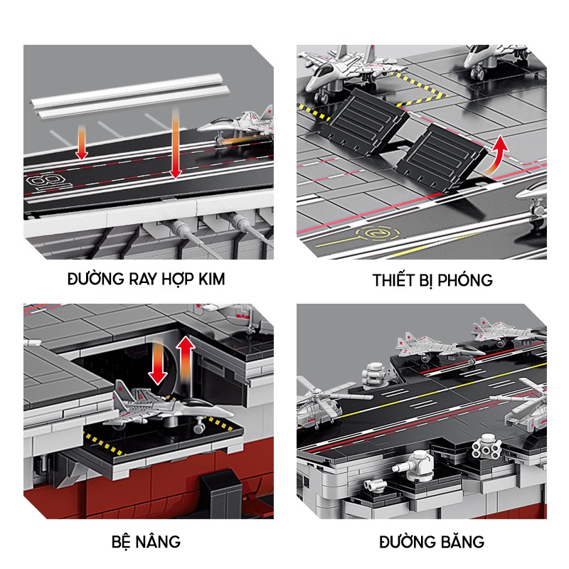 Bộ đồ chơi lắp ráp tàu chiến 545 chi tiết, mô hình lắp ráp tàu sân bay, xếp hình tàu đồ chơi cho bé trai