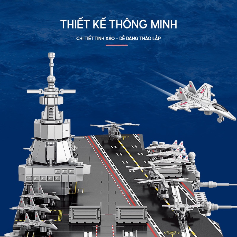 Bộ đồ chơi lắp ráp tàu chiến 545 chi tiết, mô hình lắp ráp tàu sân bay, xếp hình tàu đồ chơi cho bé trai