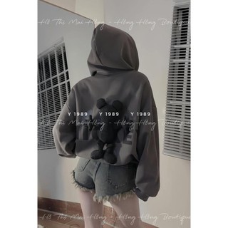 Áo hoodies nỉ mũ khoá kéo kèm gấu lưng