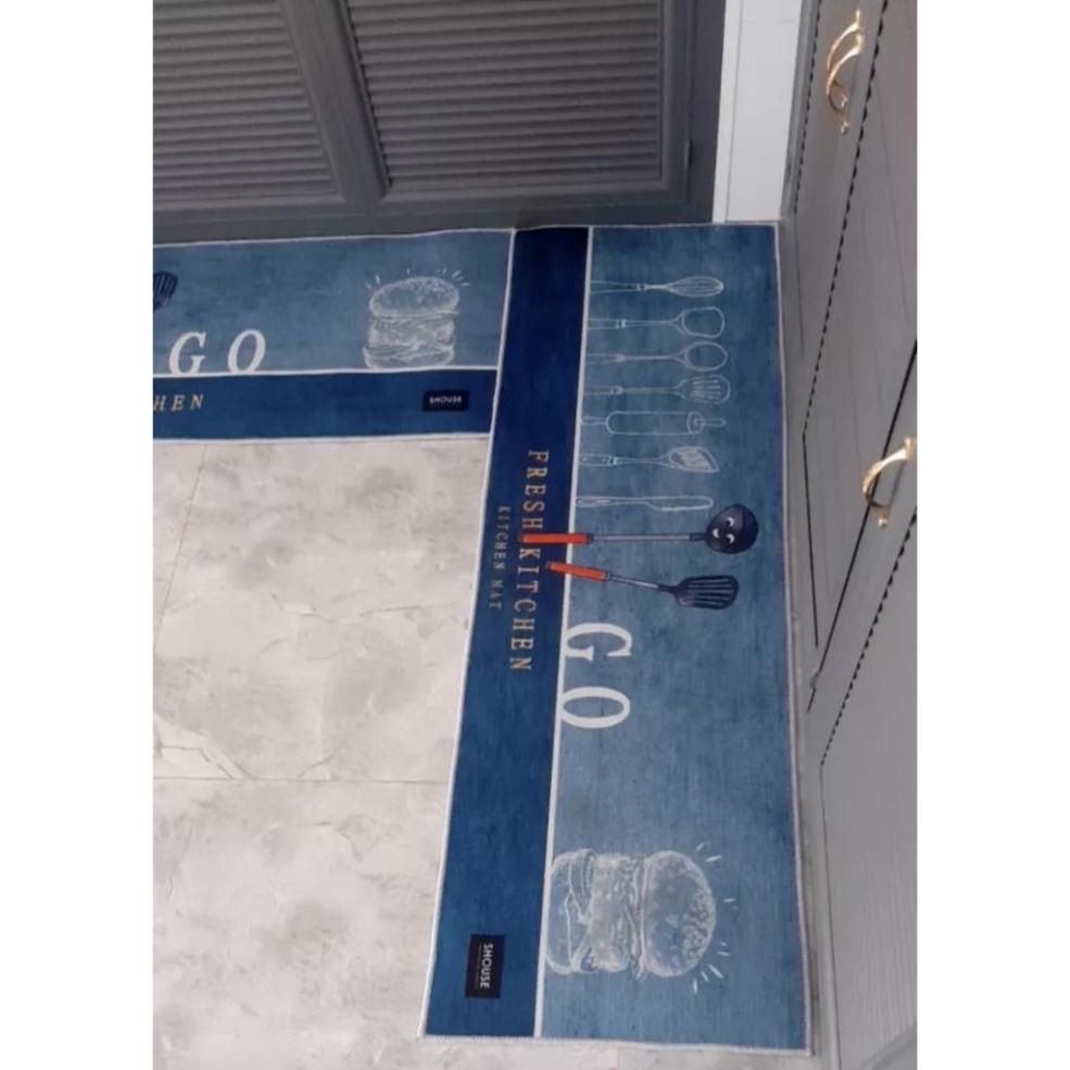 Bộ 2 Thảm Bếp Hàng Loại 1 Dày Và Mịn Thấm Hút Tốt, Mặt Đáy Chống trơn, Mặt Thảm Bali