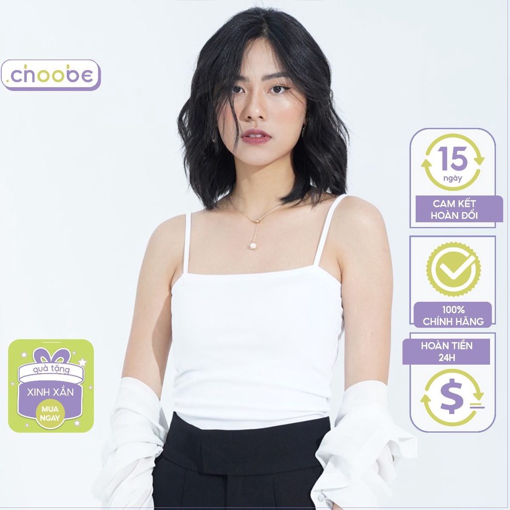 Áo hai dây Choobe nữ dáng ôm không đệm vải cotton co giãn tốt thoáng mát nhiều màu sắc freesize A11