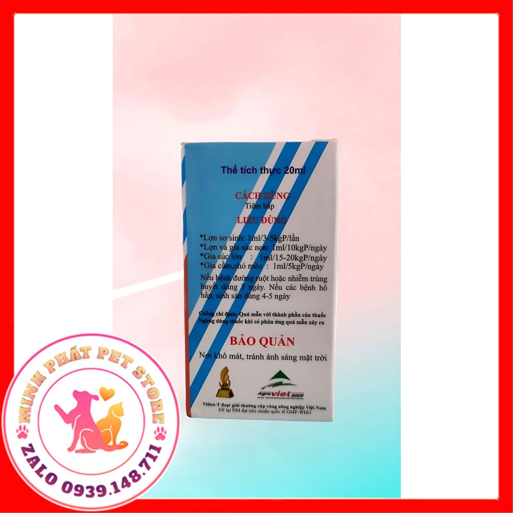 Vidan T  -SƯNG ĐẦU PHÙ MẶT TIÊU CHẢY chỉ dùng trong thú y