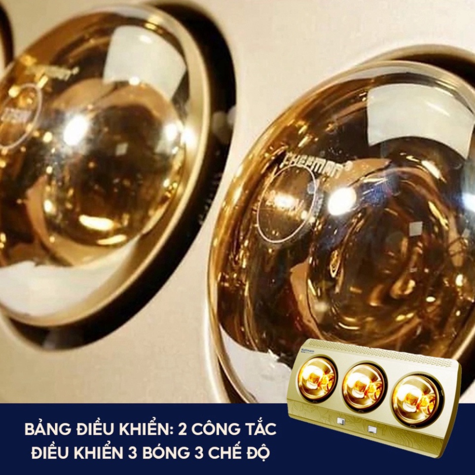 Đèn Sưởi phòng tắm Cao Cấp, Đèn Sưởi nhà tắm Đui Sứ 2 Bóng-3 Bóng Chống chập cháy ,Tiết kiện điện - bh 3 Năm siêu sale