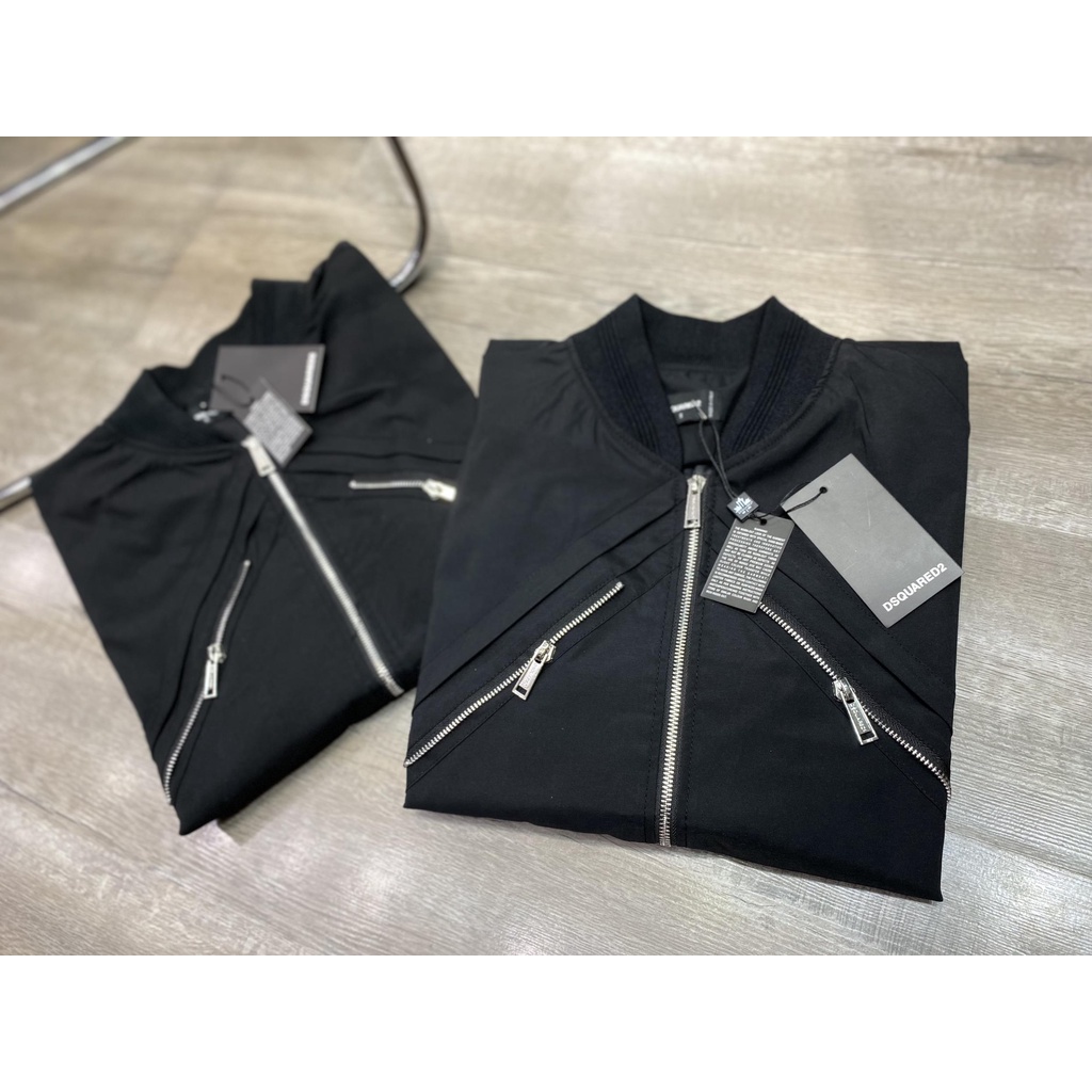 Áo khoác bom.ber in chữ Ds.quared2 khóa lệch  thời trang mùa đông hàng siêu nét