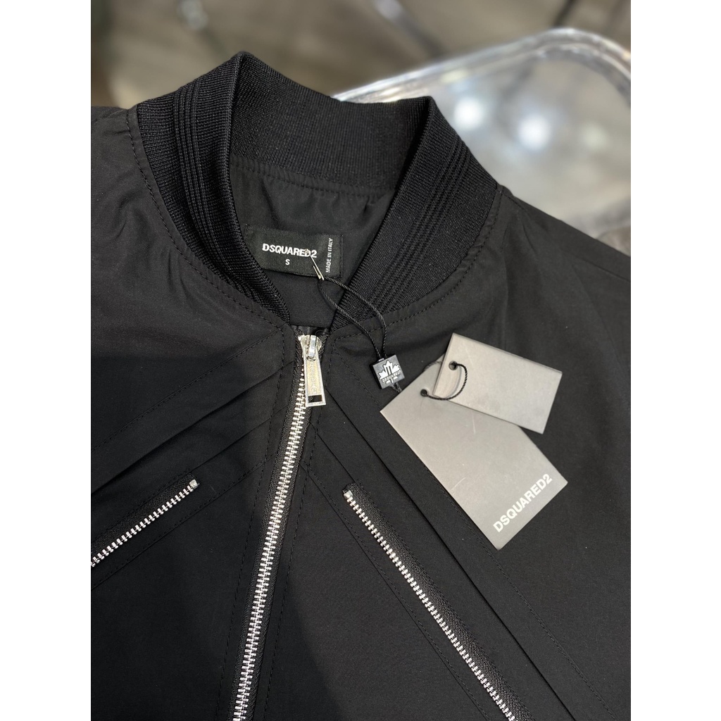 Áo khoác bom.ber in chữ Ds.quared2 khóa lệch  thời trang mùa đông hàng siêu nét