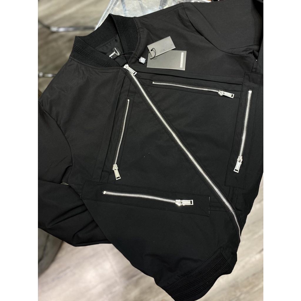 Áo khoác bom.ber in chữ Ds.quared2 khóa lệch  thời trang mùa đông hàng siêu nét