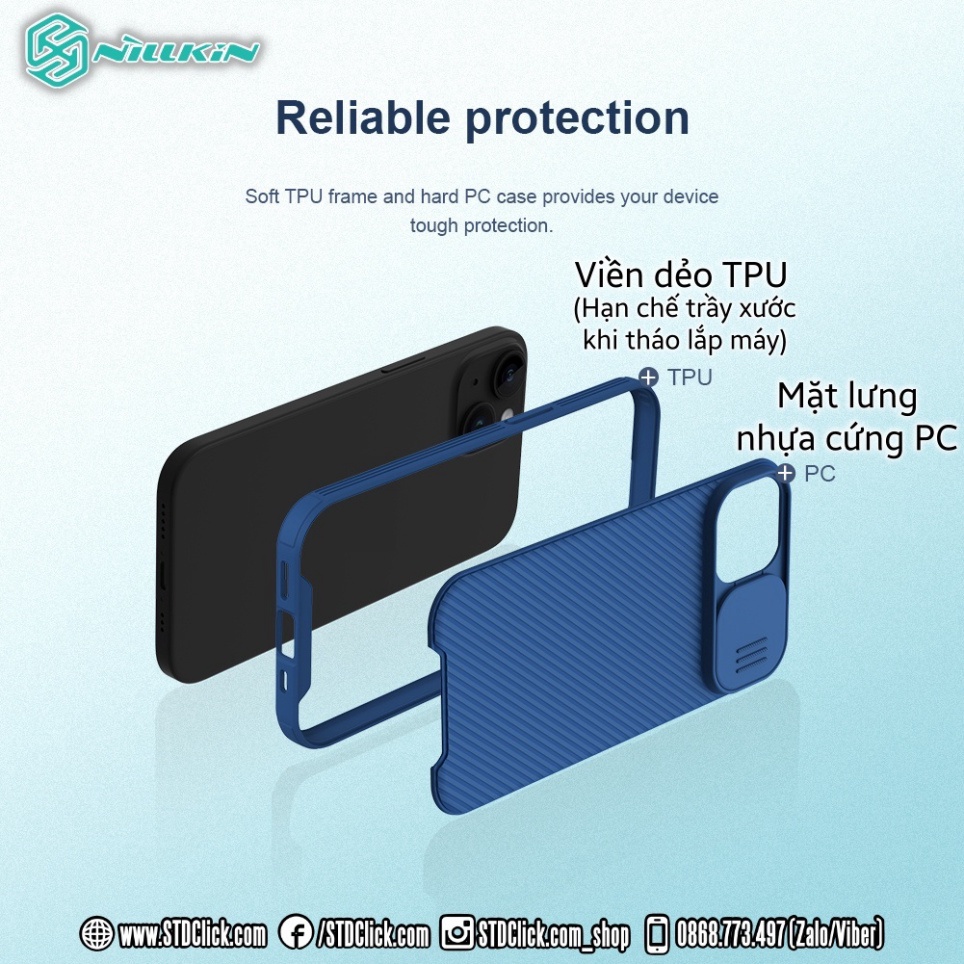 ỐP LƯNG IPHONE 15 PLUS - 15 NILLKIN CAMSHIELD PRO NILLKIN CHÍNH HÃNG - hàng chuẩn