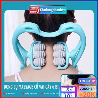 Dụng cụ massage cổ vai gáy 6 bi cầm tay giúp giảm đau tê nhức thư giãn cột sống cổ và toàn thân cầm tay giadungnhanhvn
