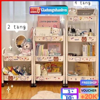 Kệ Sách Kệ Để Đồ Đa Năng, Giỏ Kệ Đựng Đồ 3 Tầng 4 Tầng Có Bánh Xe Di Chuyển Tặng Kèm Sticker Dễ Thương Giadungnhanhvn