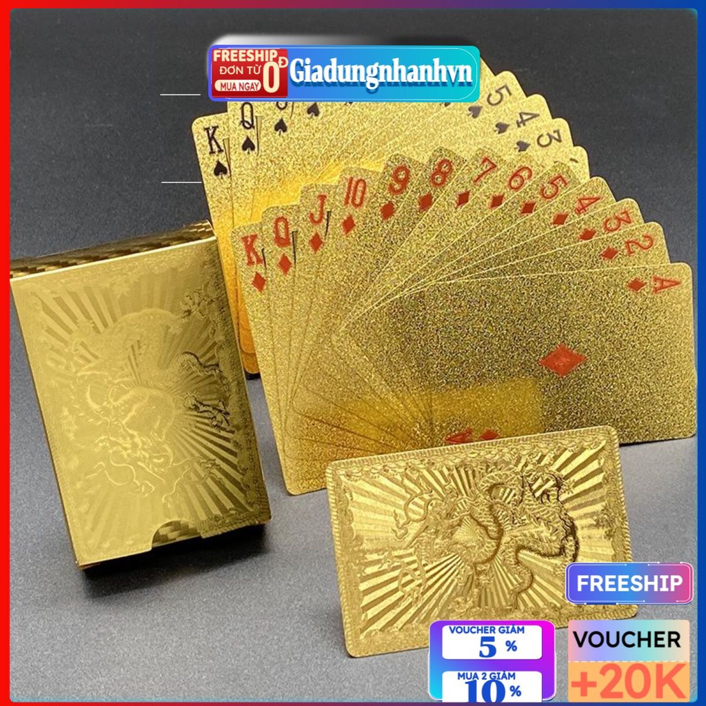 Bộ bài tây mạ vàng chống gãy chống nước cao cấp