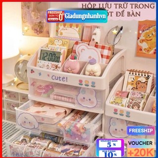 Tủ nhựa mini đựng mỹ phẩm, hộp lưu trữ đồ trang điểm,Kệ đựng mỹ phẩm nhựa 4 tầng để bàn văn phòng phẩm