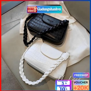 Túi Xách Kẹp Nách cho Nữ quai kết màu trắng và đen chất liệu da cao cấp - Giadungnhanh