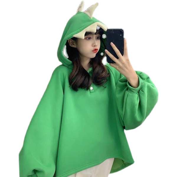 Áo Hoodie In Hình Khủng Long Dễ Thương Vui Nhộn Thời Trang Thu Đông Cho Nữ