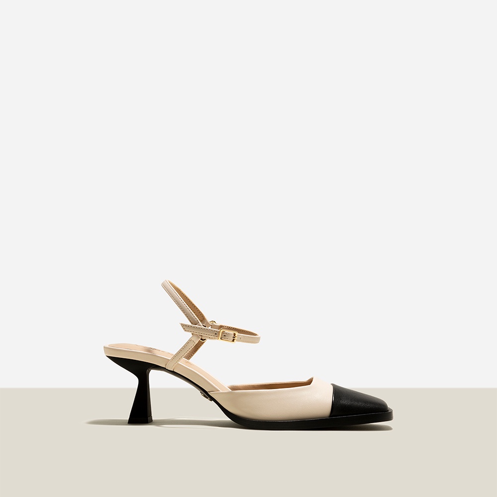 Vasscara Giày Bít Spool Heel Nhấn Mũi Phối Layer - BMN 0595