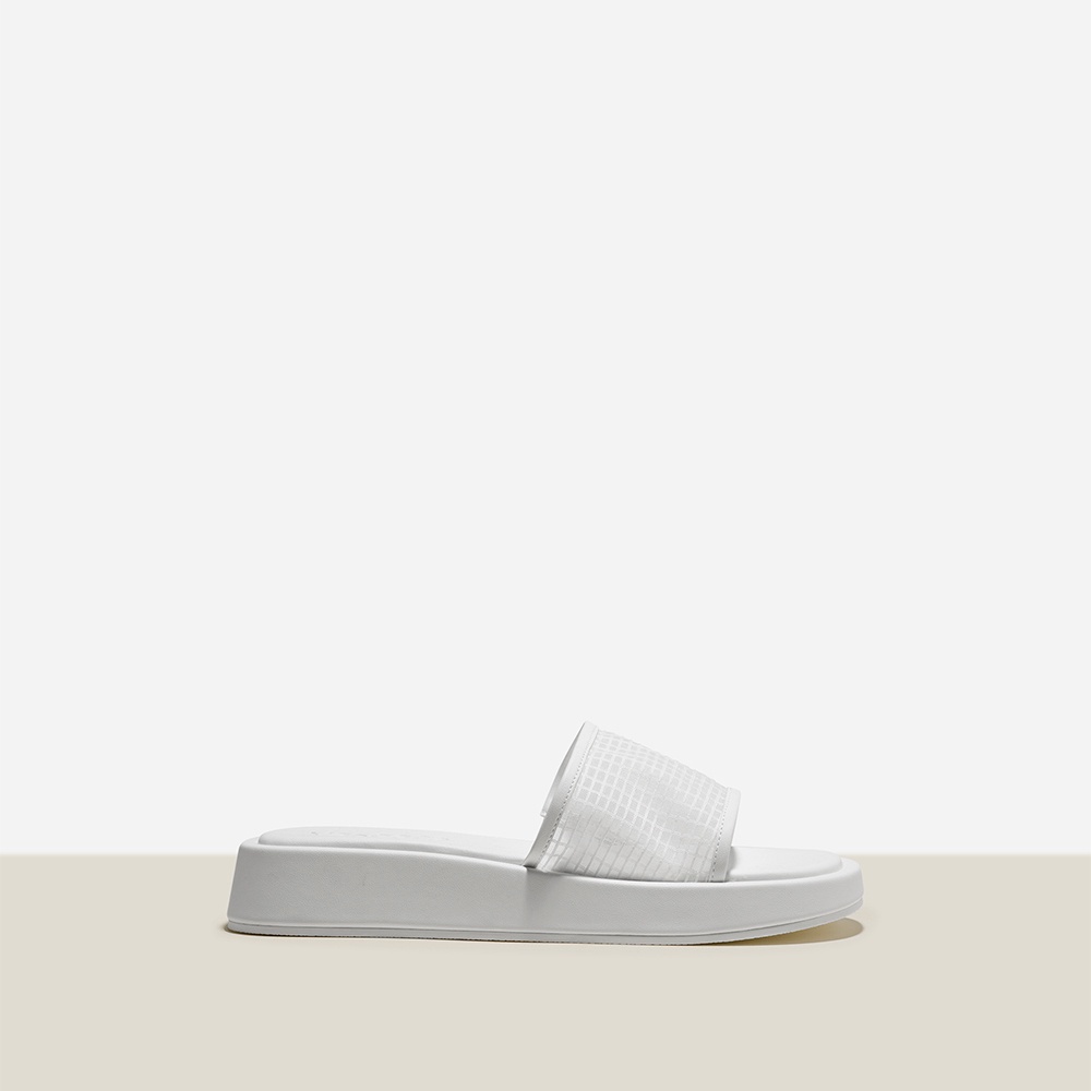 Vasscara Dép Platform Quai Ngang Phối Lưới Caro - DXP 0193