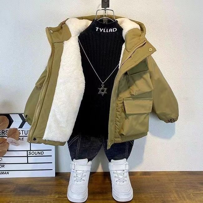 Áo Khoác Đệm cotton Lót Nhung Dày Thời Trang Mùa Đông Mới 2023 Cho Bé Trai