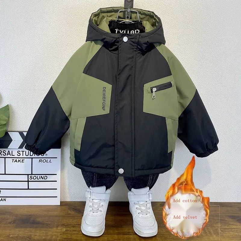 Áo Khoác Đệm cotton Lót Nhung Thời Trang Thu Đông Mới 2023 Cho Bé Trai