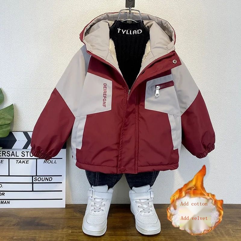 Áo Khoác Đệm cotton Lót Nhung Thời Trang Thu Đông Mới 2023 Cho Bé Trai