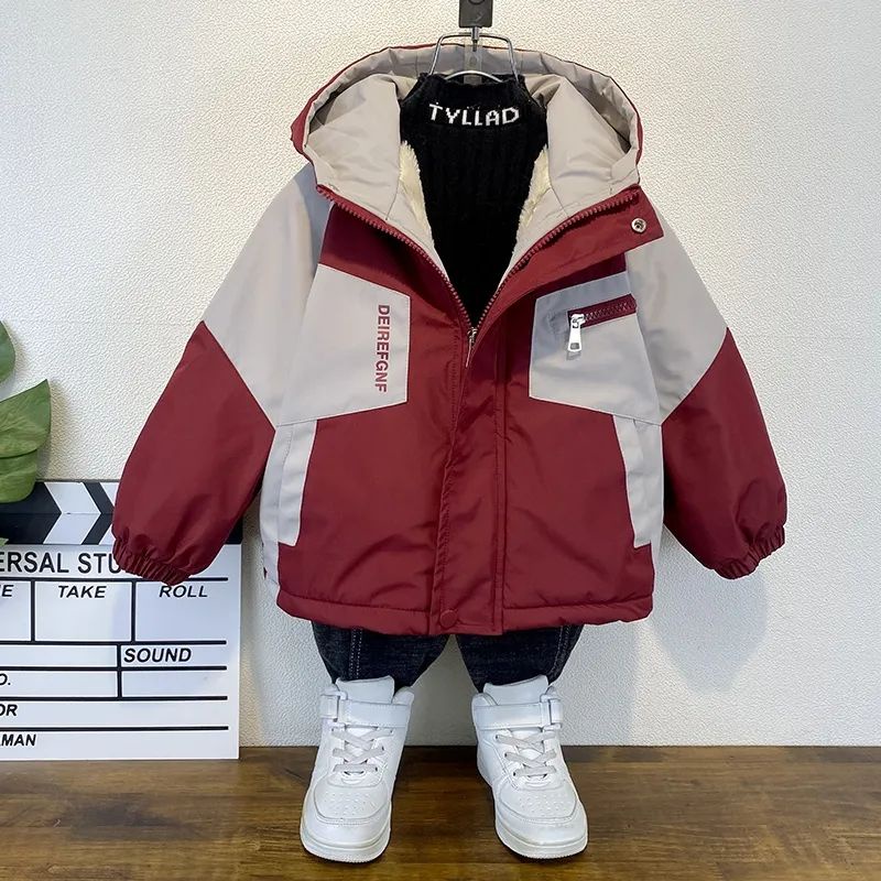 Áo Khoác Đệm cotton Lót Nhung Thời Trang Thu Đông Mới 2023 Cho Bé Trai