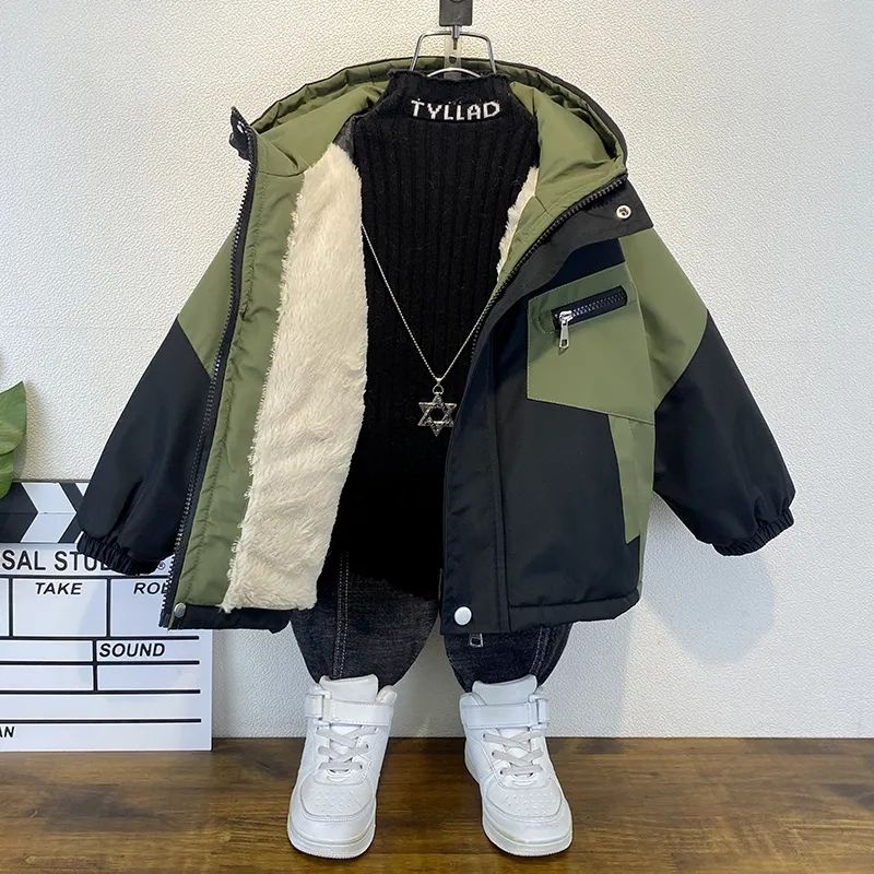 Áo Khoác Đệm cotton Lót Nhung Thời Trang Thu Đông Mới 2023 Cho Bé Trai