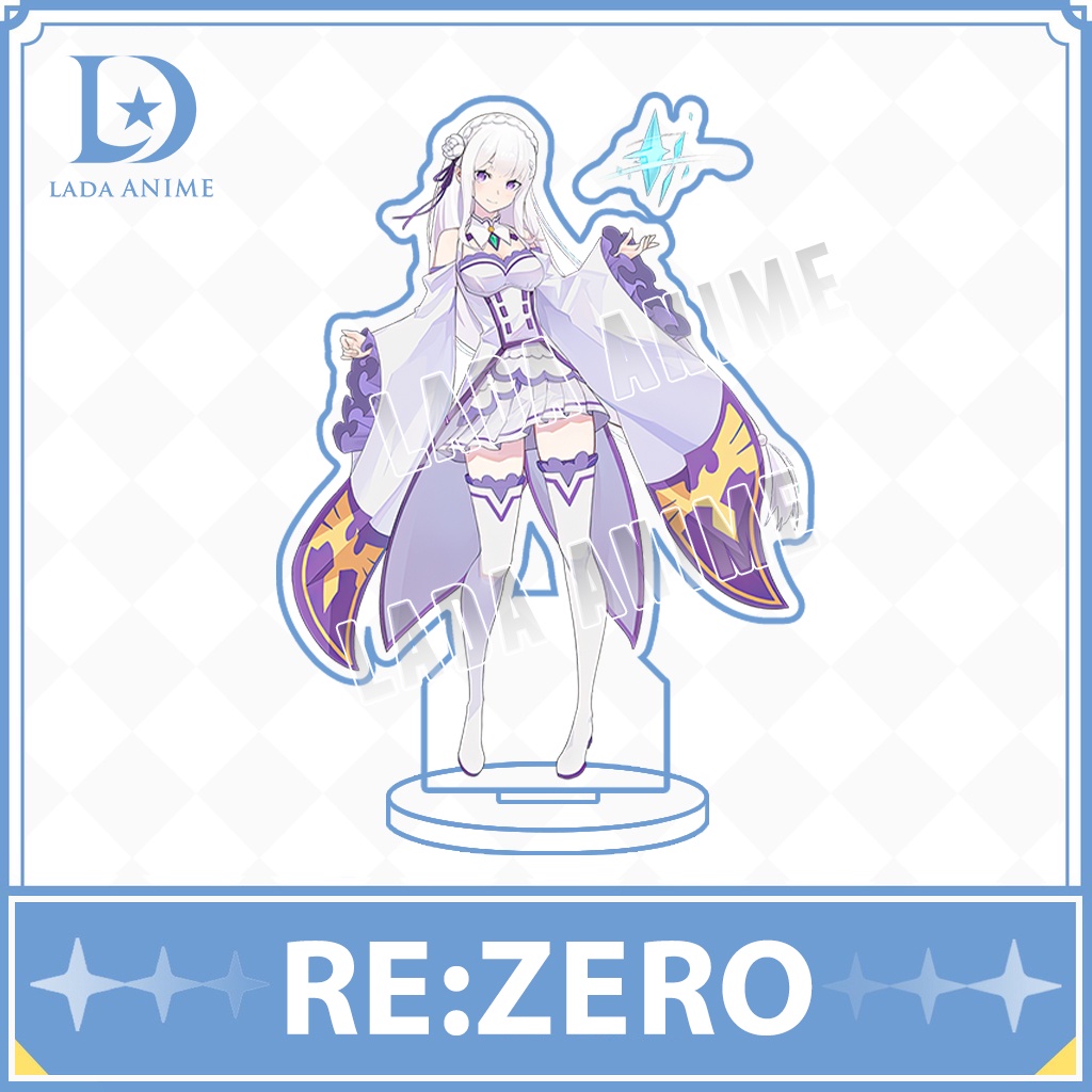Standee acrylics nhân vật Emilia anime Re: Zero chibi phụ kiện trang trí đặc biệt làm quà tặng Lada Anime