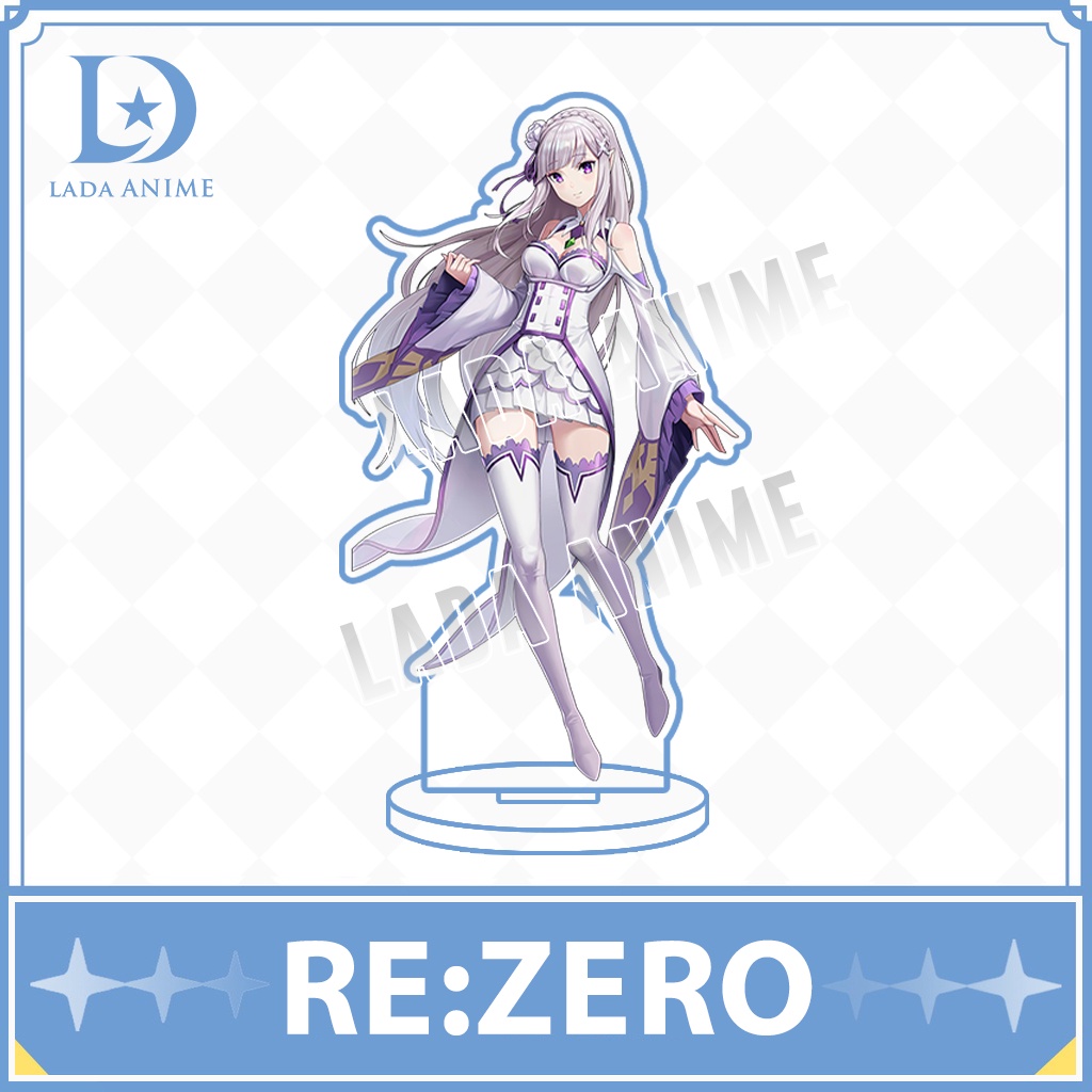 Standee acrylics nhân vật Emilia anime Re: Zero chibi phụ kiện trang trí đặc biệt làm quà tặng Lada Anime