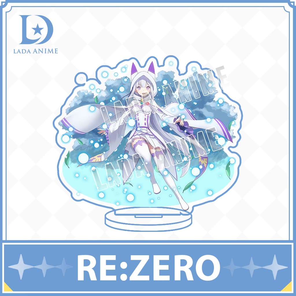 Standee acrylics nhân vật Emilia anime Re: Zero chibi phụ kiện trang trí đặc biệt làm quà tặng Lada Anime