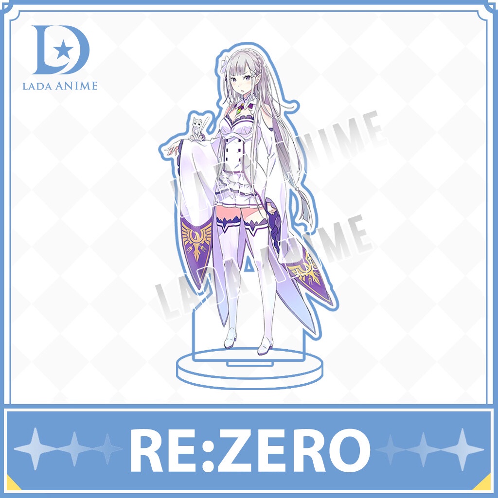 Standee acrylics nhân vật Emilia anime Re: Zero chibi phụ kiện trang trí đặc biệt làm quà tặng Lada Anime
