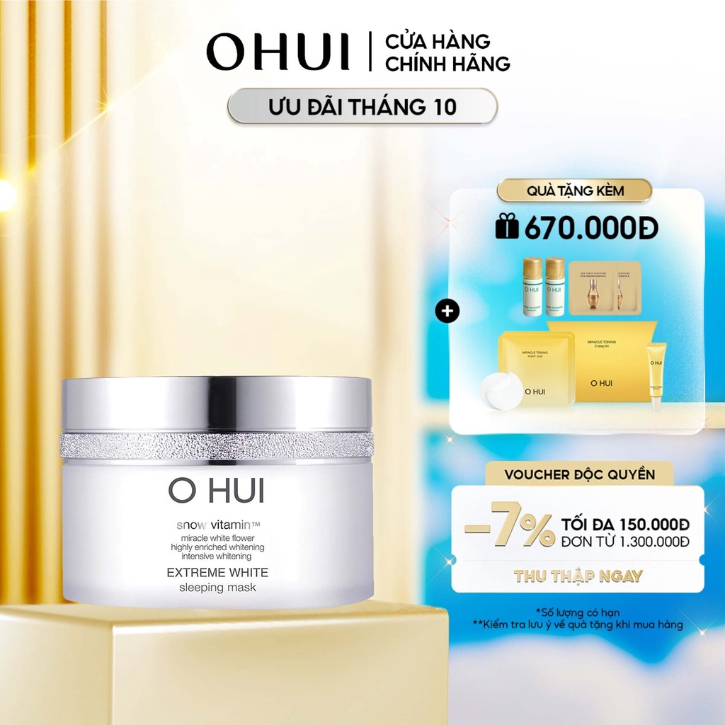 [Mã COSLUX09 giảm 120K đơn 1500K] Mặt nạ ngủ dưỡng trắng da OHUI Extreme White Sleeping Mask 100ml