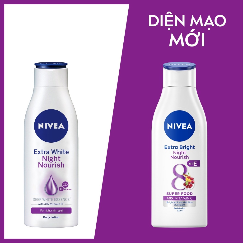 Sữa Dưỡng Thể NIVEA Sáng Da Ban Đêm từ 8 Super Foods (200 ml) - 88188