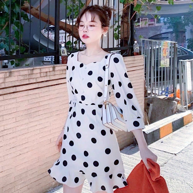 Đầm bi đen tay lỡ (kèm hình thật) - Hàng mới về