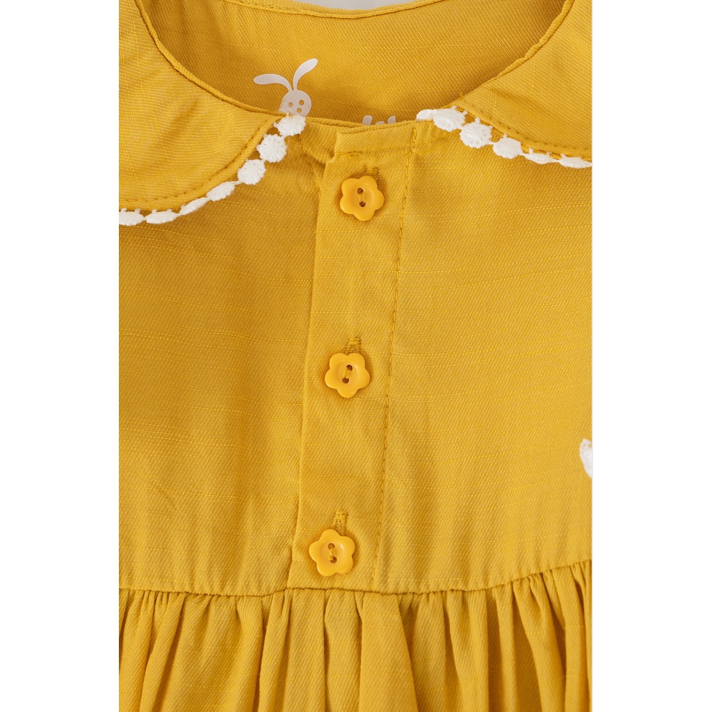 Váy cánh tiên ngắn tay cho bé gái Rabity đầm cotton hoa nhí cho bé đi học mềm mịn thoáng mát cho trẻ em 92518