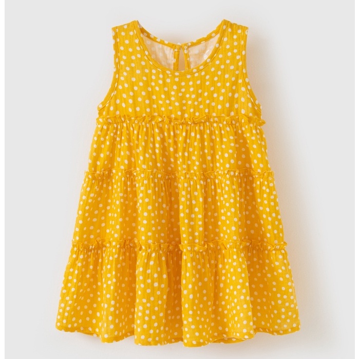 Váy sát nách hoa nhí bé gái Rabity đầm váy ngắn tay chất vải cotton siêu mềm mát cho trẻ em 93096