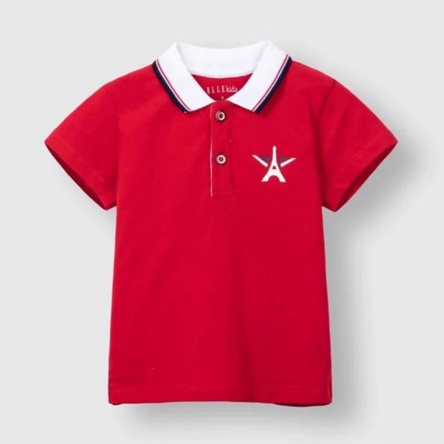 Áo thun polo có cổ áo đi học ngắn tay bé trai  áo trắng đi học mặc hè Rabity X Elle Kids - Design in Paris 82025