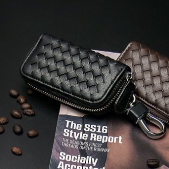 Túi ví mini da Pu chống  nước có gắn móc khóa, khóa kéo đựng đồ, chìa khóa xe hơi thời trang, cvina_official