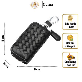 Túi ví mini da Pu chống nước có gắn móc khóa, khóa kéo đựng đồ, chìa khóa xe hơi thời trang, cvina_official