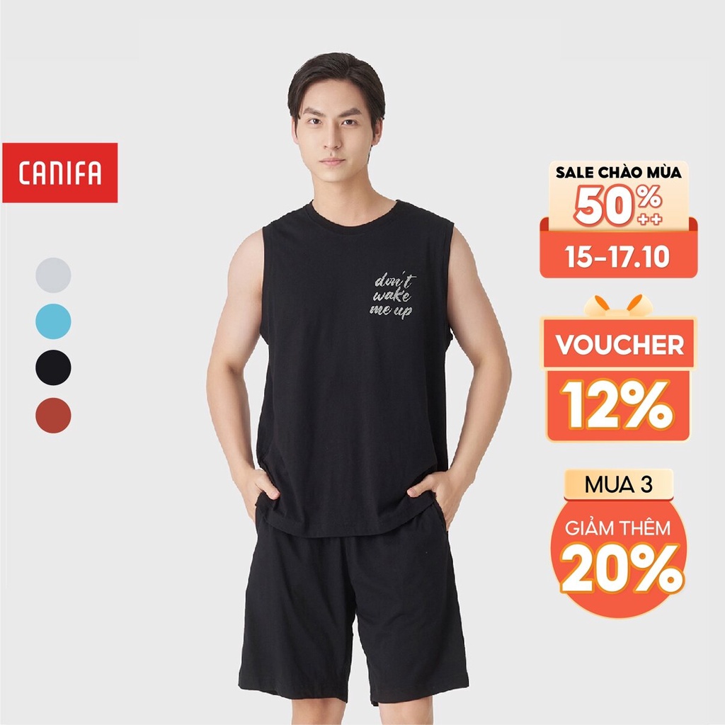 Bộ quần áo nam CANIFA chất liệu cotton pha thấm hút, thoáng mát 8LS23S001