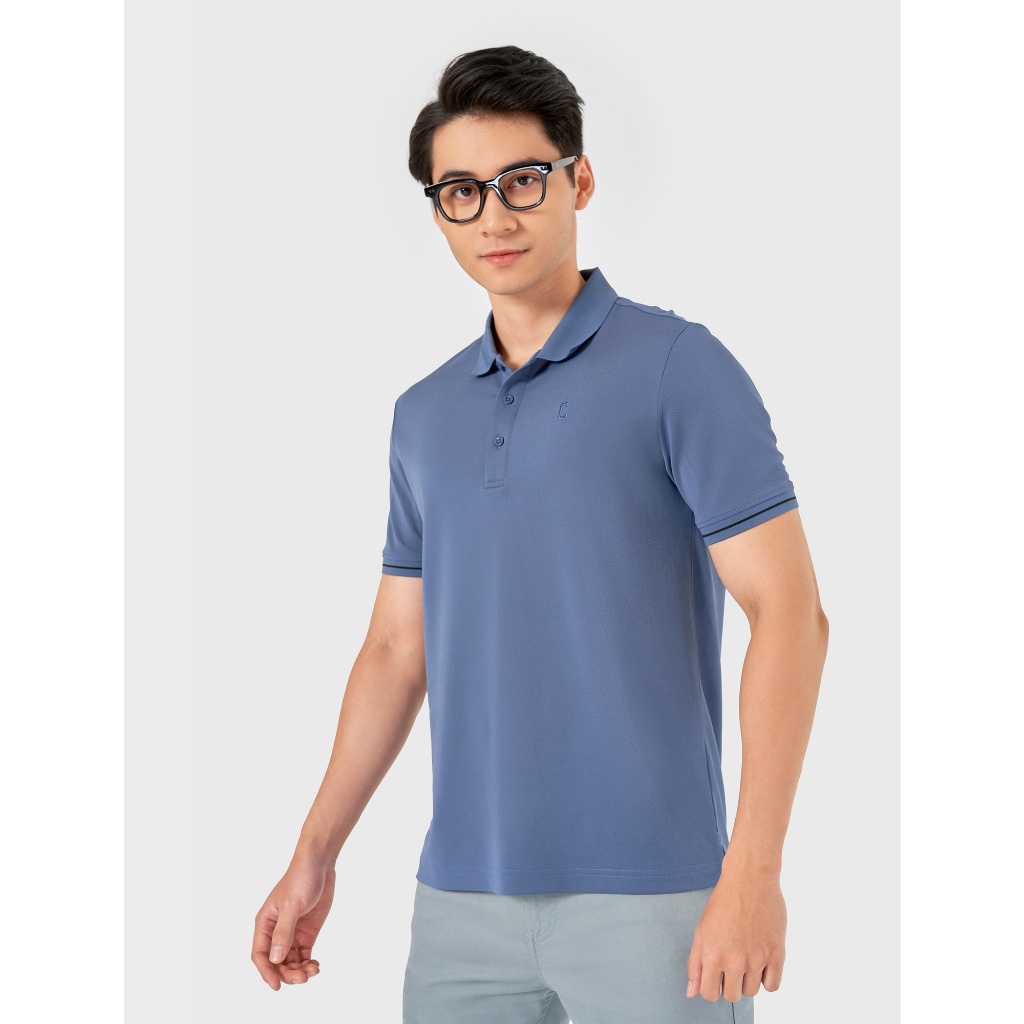 Áo polo nam CANIFA chất liệu cafe pha, tay phối bo kẻ, phom regular 8TP22W006