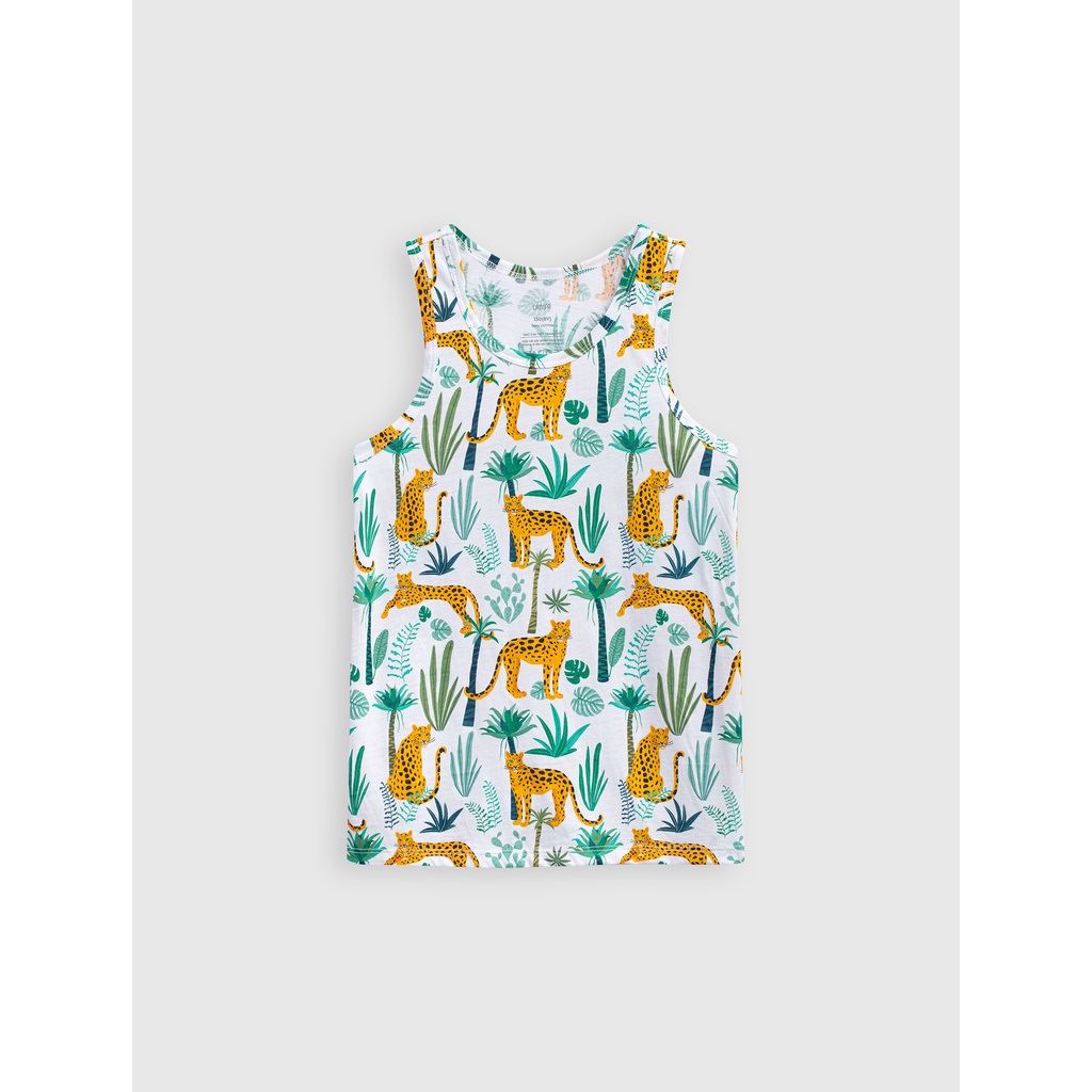 Áo ba lỗ bé trai CANIFA hoạ tiết chất liệu 100% cotton, cổ tròn 2TA23S004