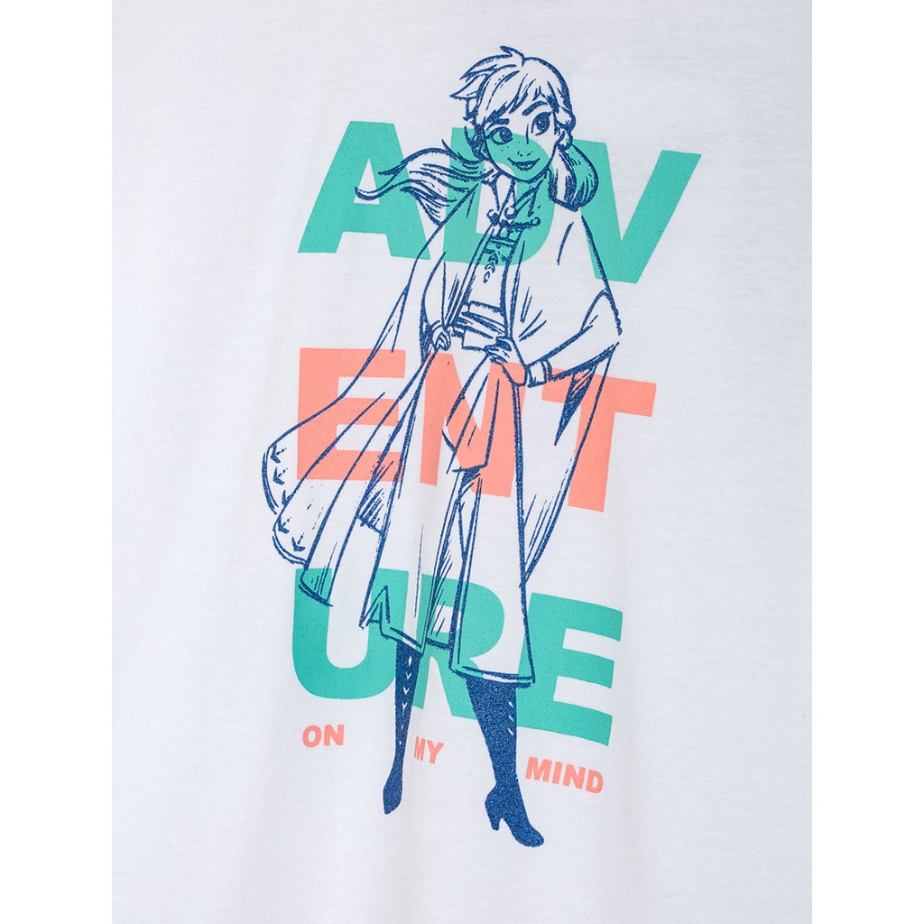 Áo phông bé gái CANIFA cổ tròn in hình Frozen dễ thưogn - 1TS22S023