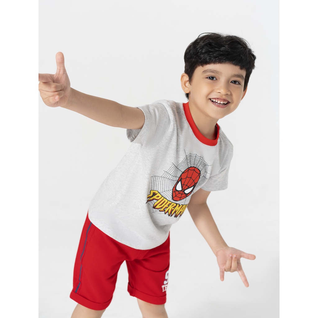 Áo phông bé trai CANIFA cotton usa 100% cổ tròn tay ngắn in hình Spider man dễ thương - 2TS22S033