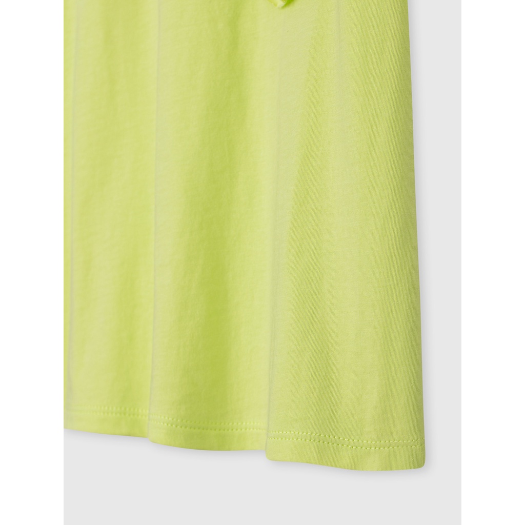 Áo phông bé gái CANIFA cotton 100% trơn cổ tròn cộc tay nhún bèo nhiều màu hồng trắng xanh - 1TS21W001